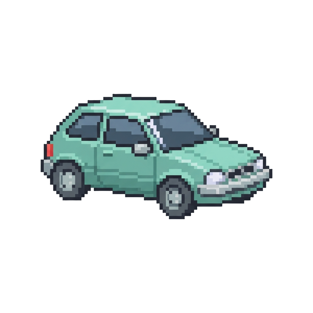 A Compact Mint-green Hatchback
