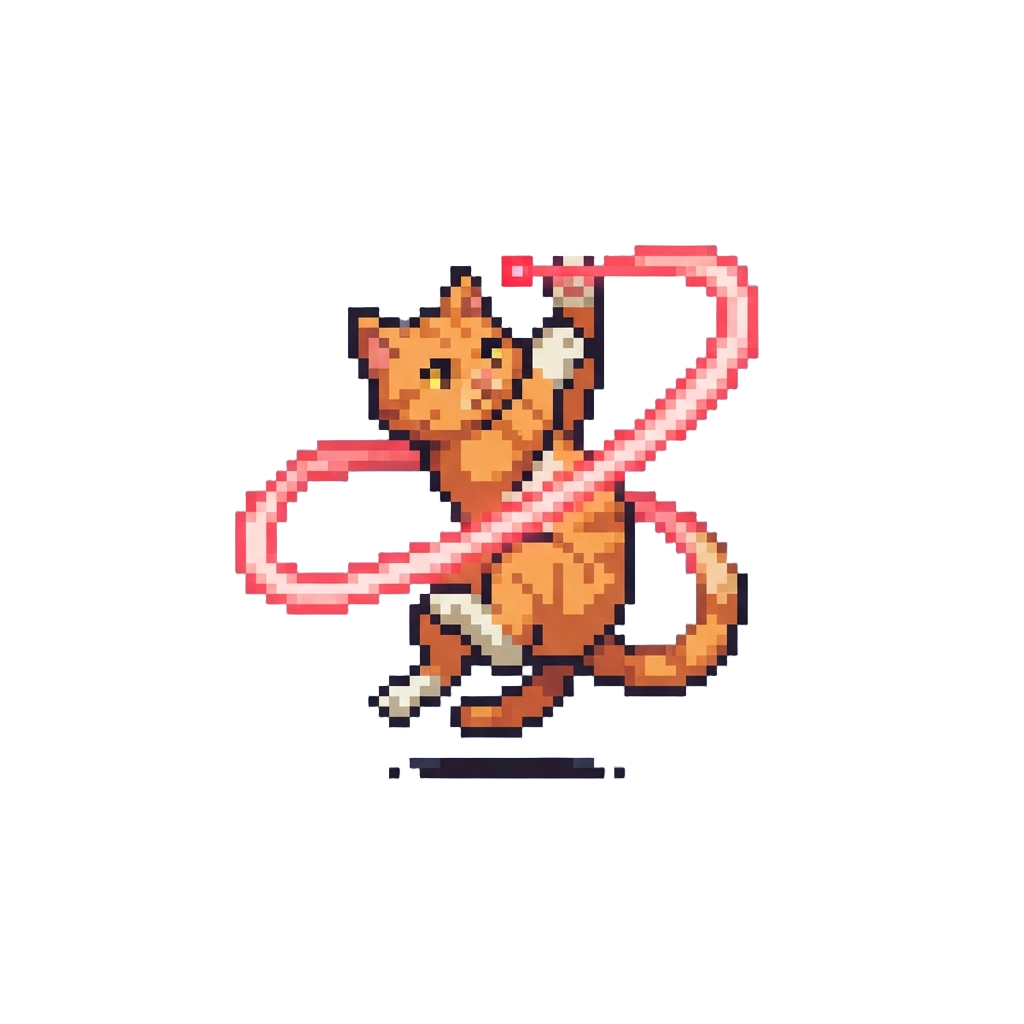 An Endless Loop of a Cat Trying to Catch a Laser Beam