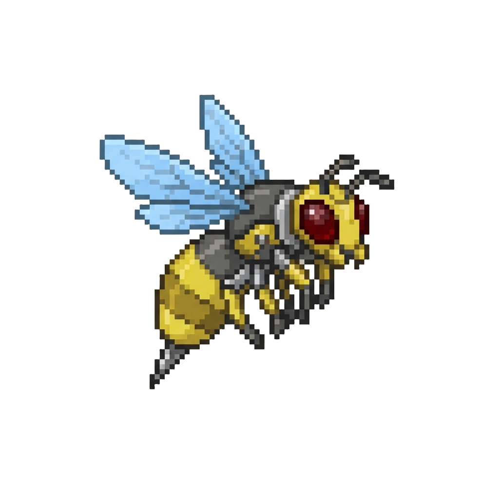 A Floating Mechanical Wasp Bot Buzzing Too Low