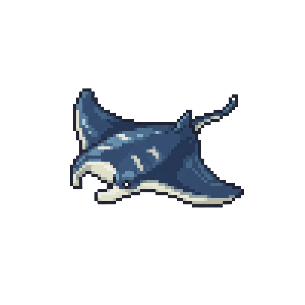 A Giant Gentle Manta Ray Floating Through Shimmering Coral Lights