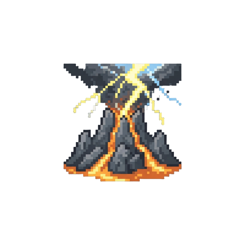 A Crackling Volcanic Lightning Storm Over Glowing Lava