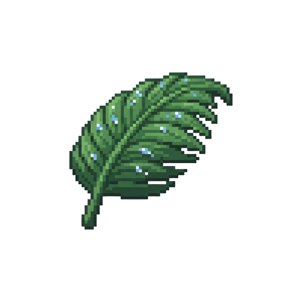 A Serene Rain Shower Glistening on Tropical Palm Leaves