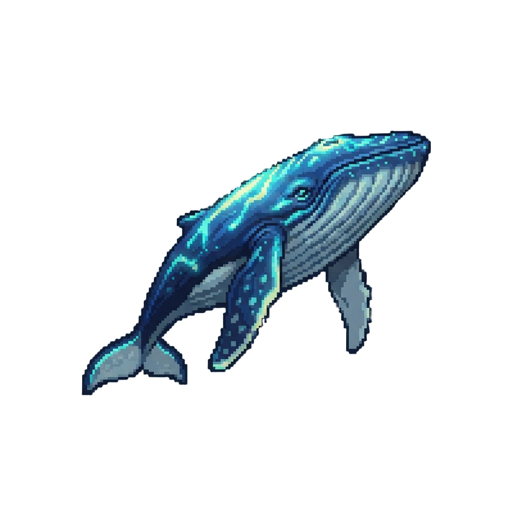 A Glowing Bioluminescent Humpback Whale Gliding Overhead