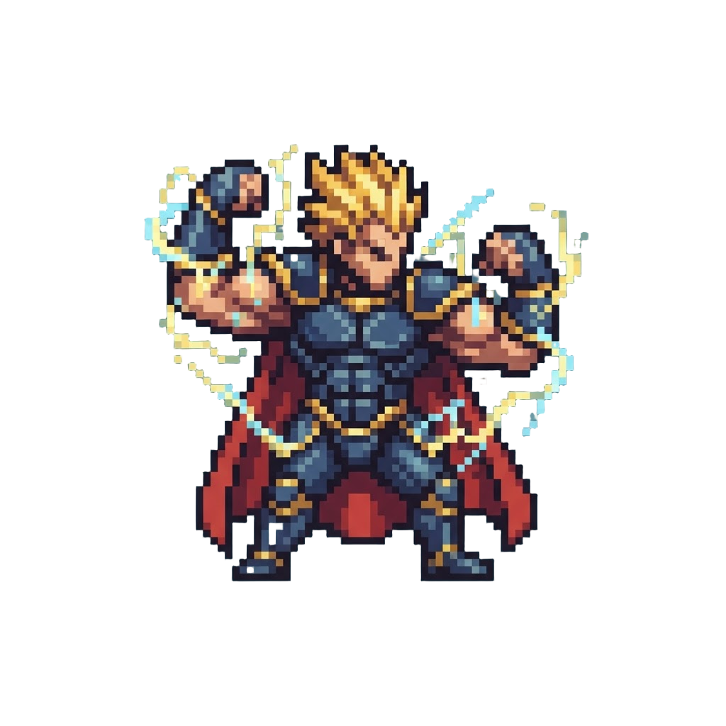 An Epic Power-pose Flex with Lightning Sparks