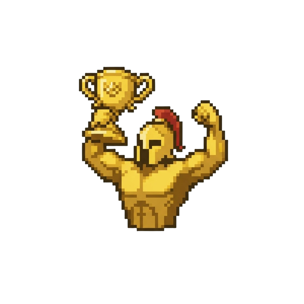 A Triumphant Arms-up Victory Flex Pose