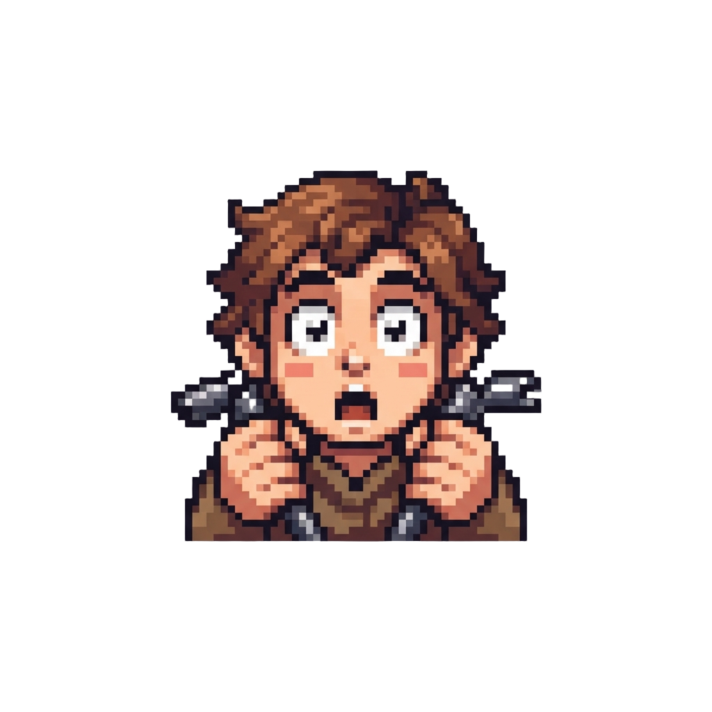 A Wide-eyed Shocked Freeze-frame Holding Broken Bar Ends