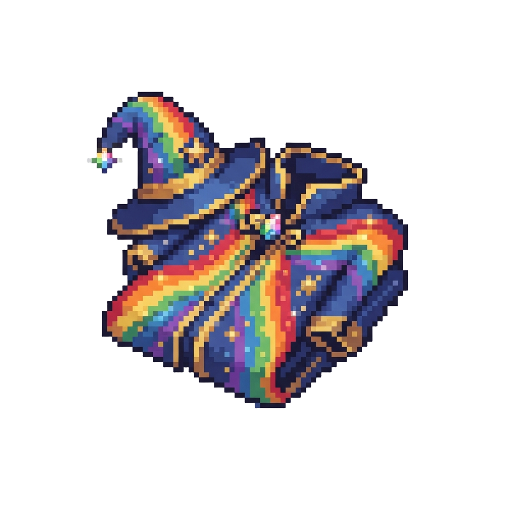 A Sparkly Rainbow Wizard Outfit