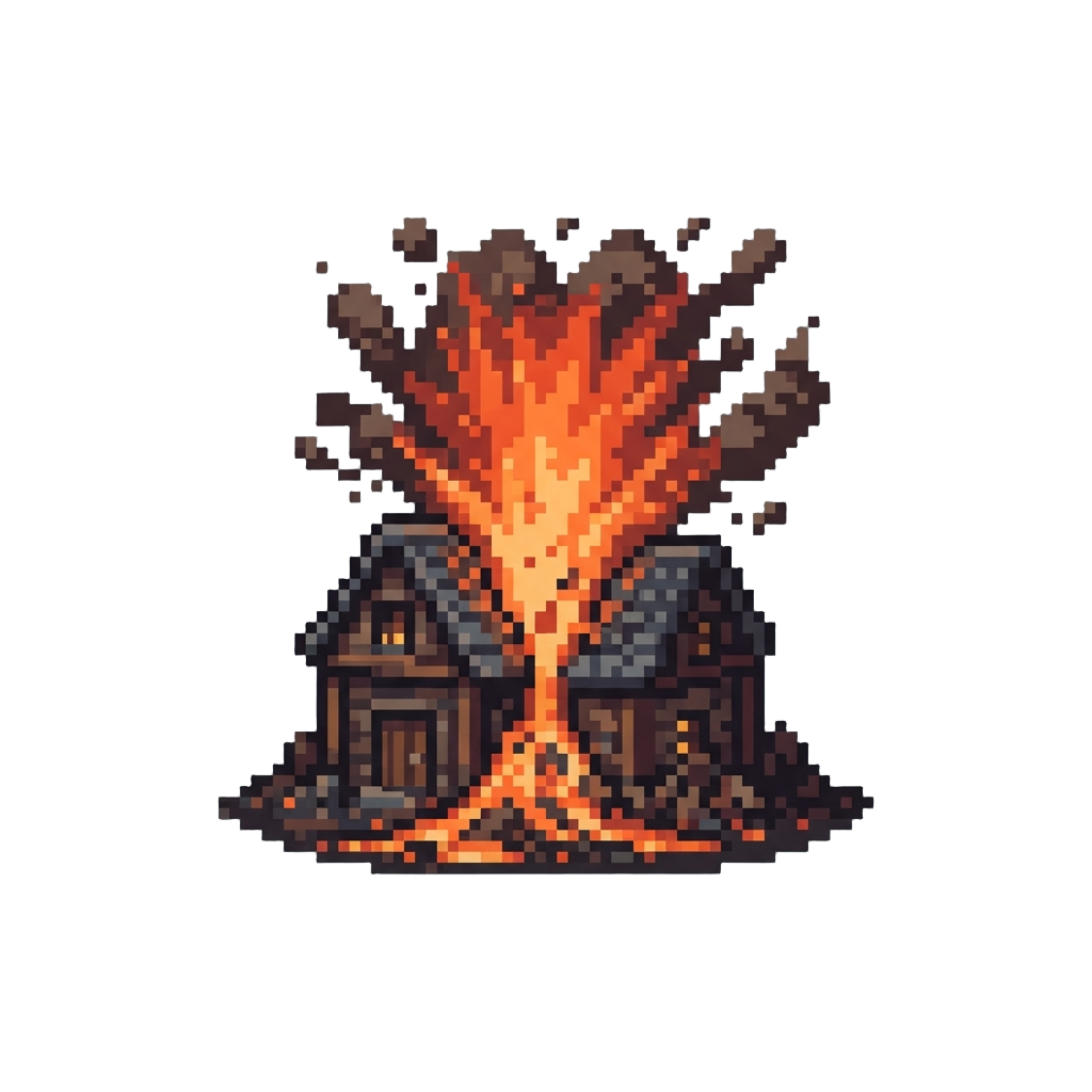 A Sudden Dramatic Volcanic Eruption Erupting From Beneath the Building