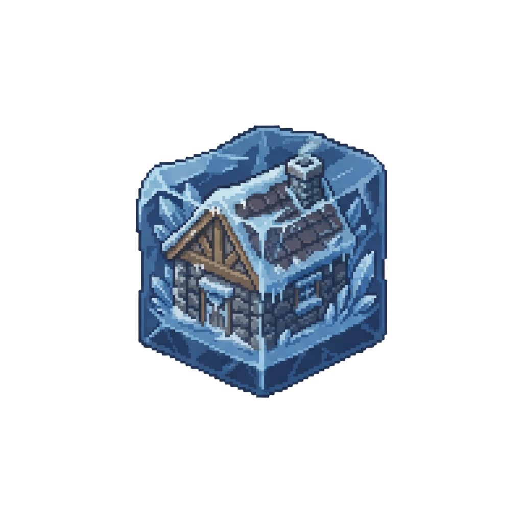 A Deep Frozen Blizzard Instantly Encasing the Entire Structure in Solid Ice