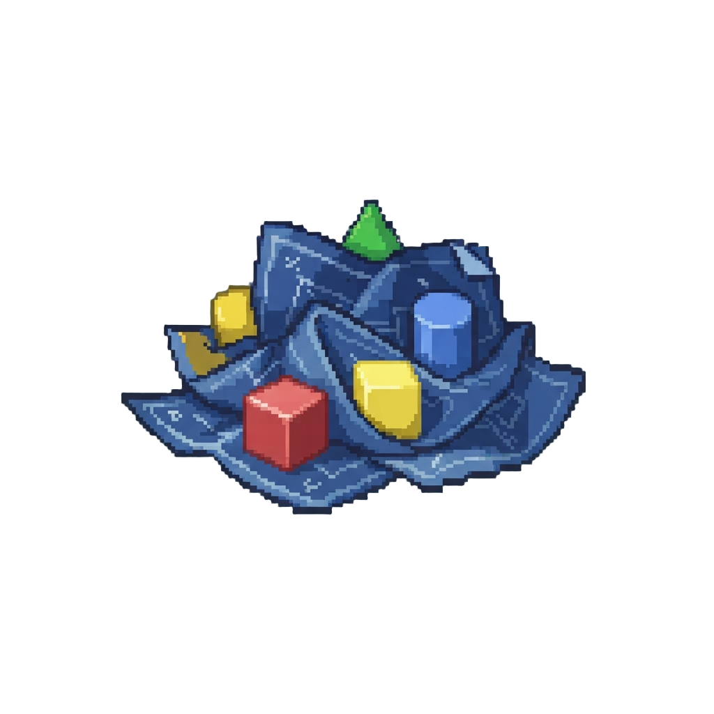 A Heap of Crumpled Blueprint Paper and Toy Blocks
