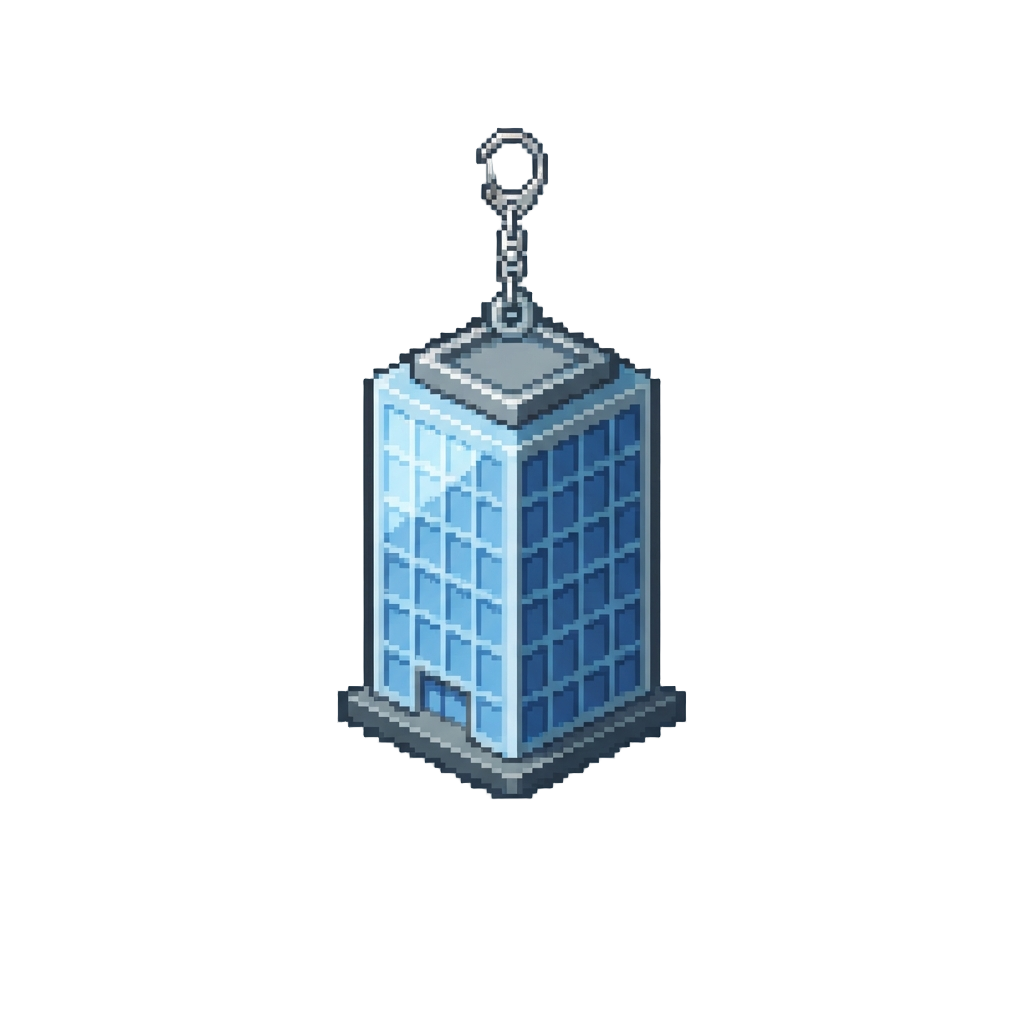 A Miniature Keychain-sized Acrylic Skyscraper