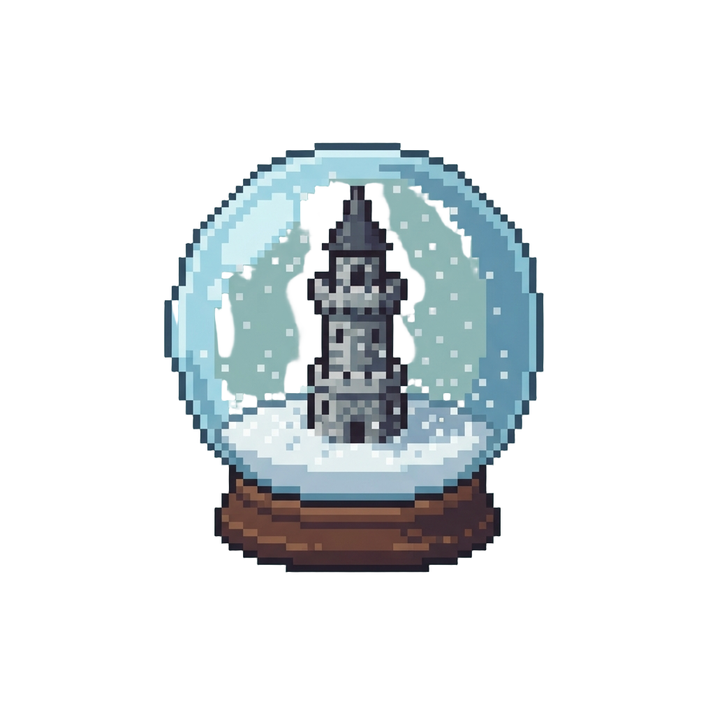 A Pocket-sized Clear Glass Snow Globe Containing the Tower
