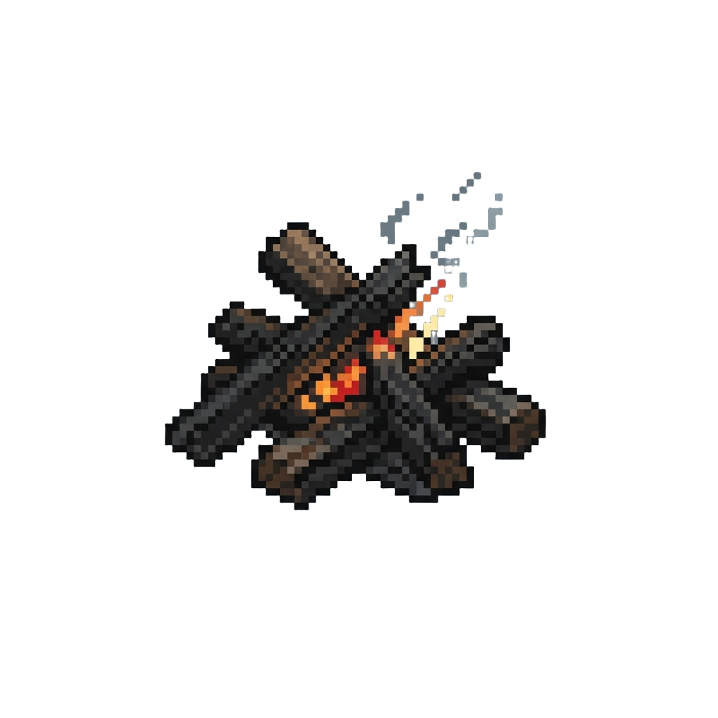 A Smoldering Pile of Charred Beams