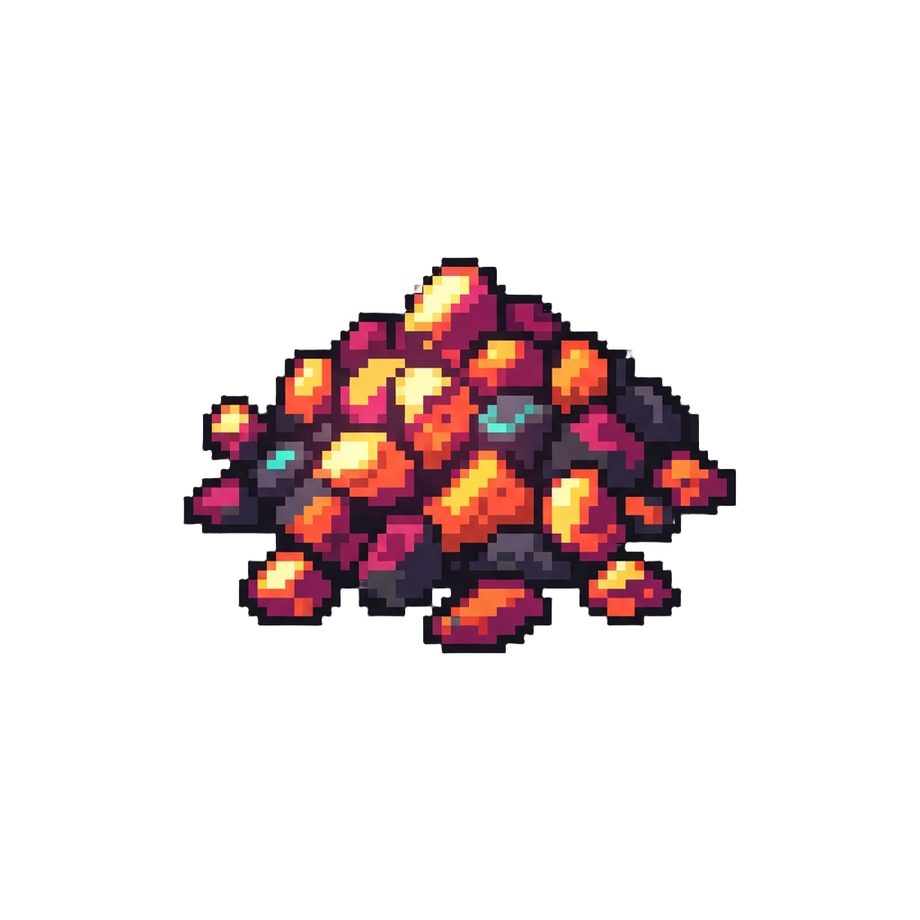 A Scattered Pile of Glowing Neon Embers