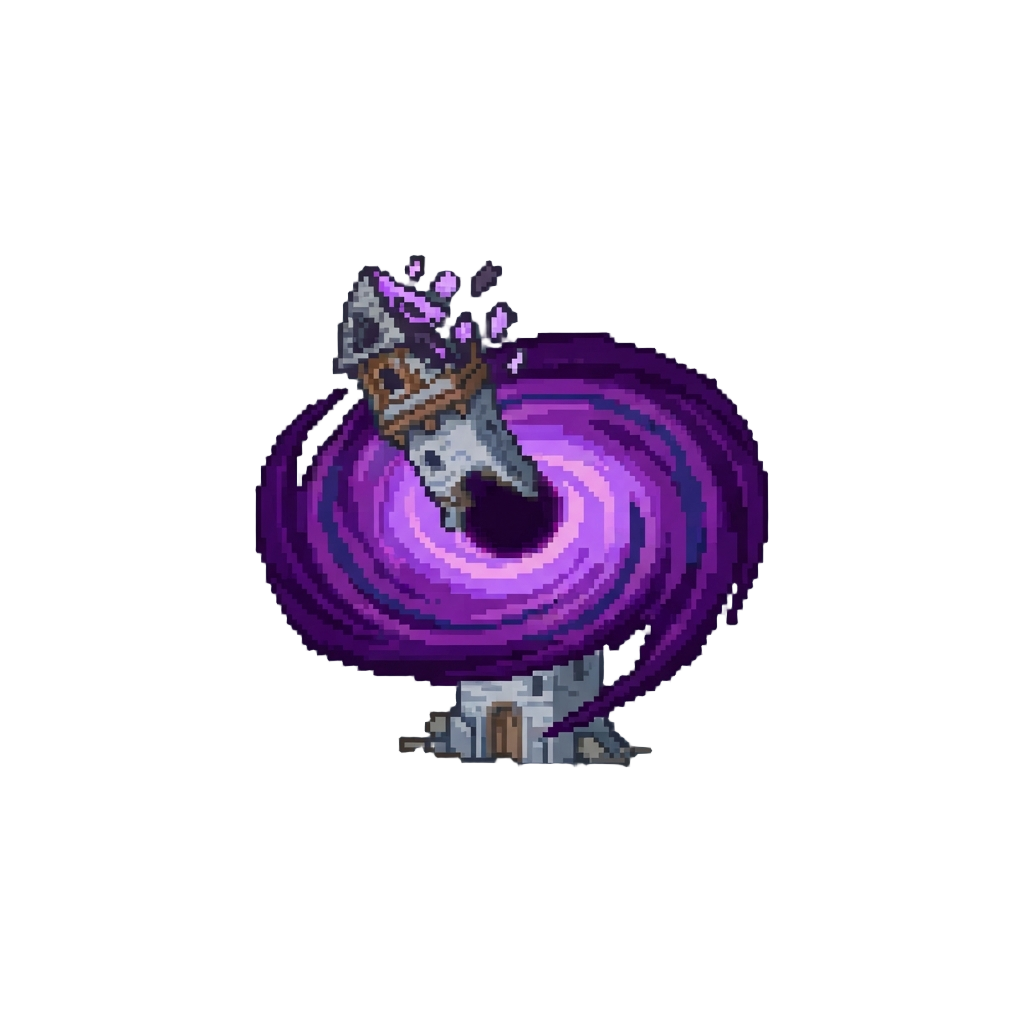 A Swirling Dark Purple Miniature Black Hole Sucking the Top Floors Into Oblivion