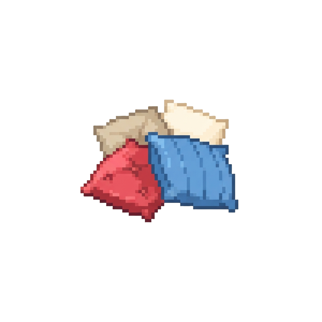 A Scattered Pile of Miniature Plush Couch Cushions