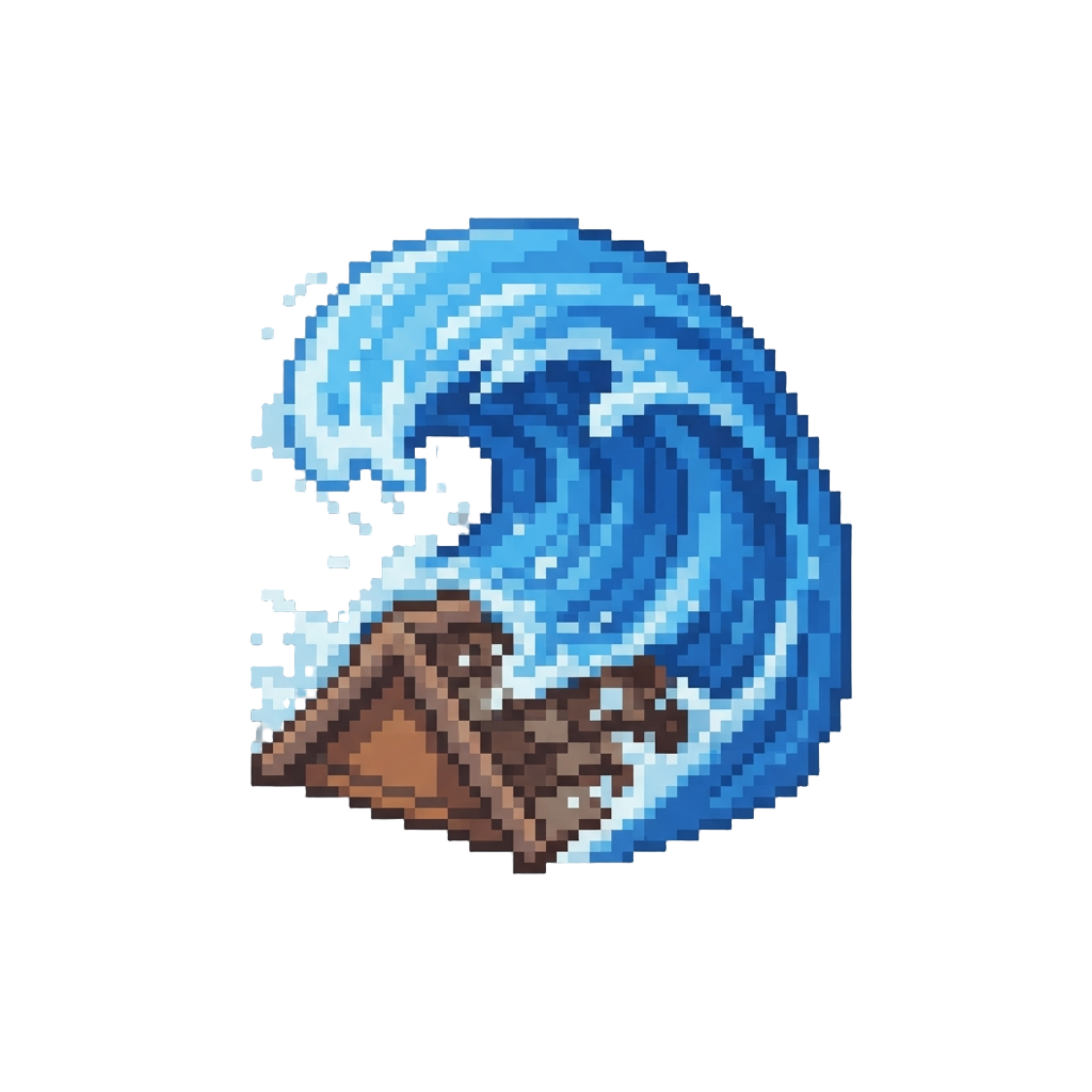A Colossal Swirling Blue Ocean Tsunami Crashing Over the Roof