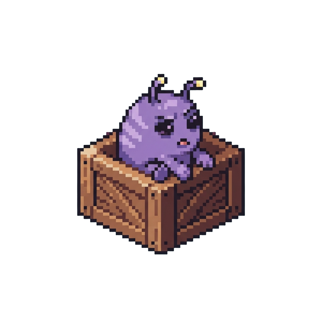 A Confused Alien Pet Sitting in a Crate