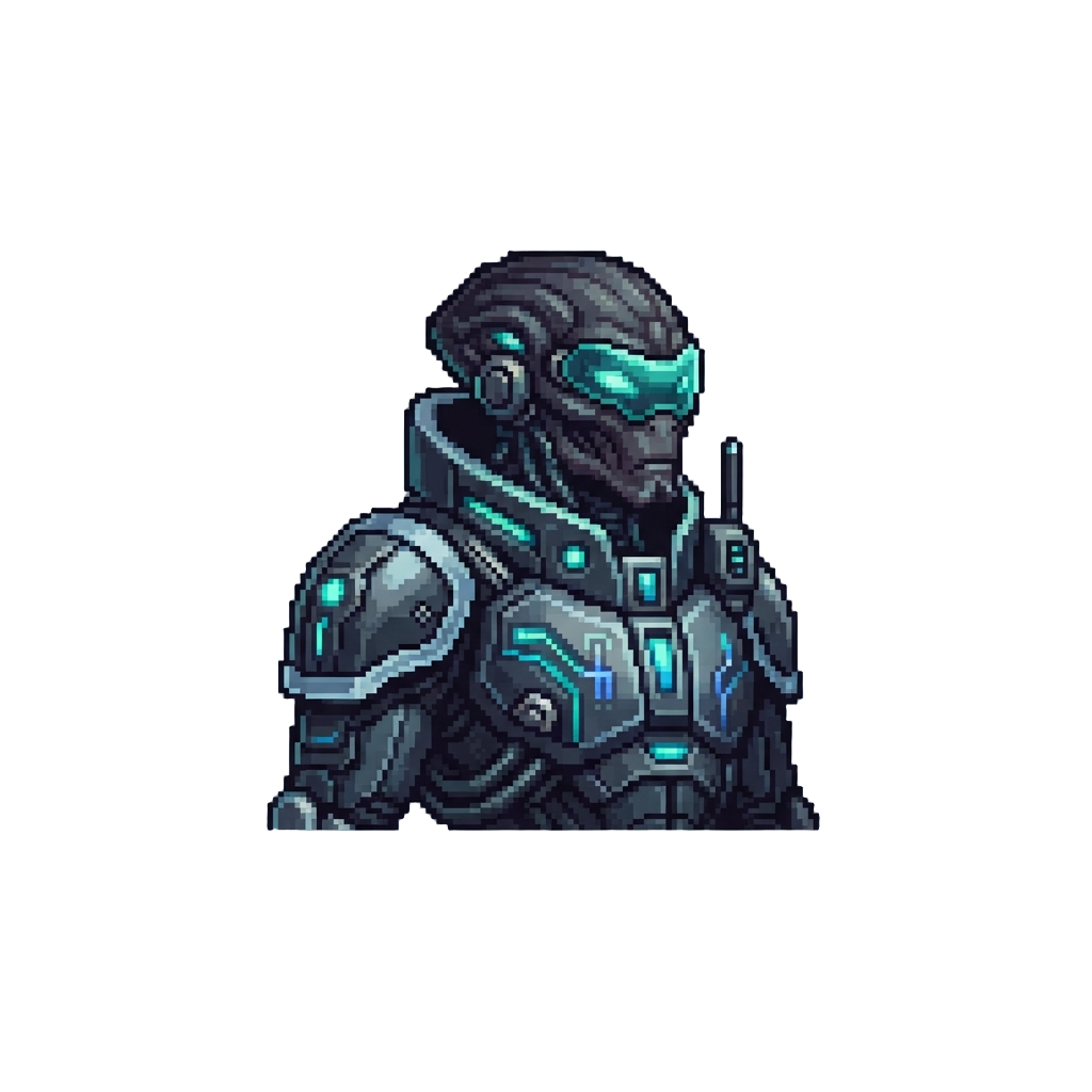 A Bioluminescent Cybernetic Alien Commander