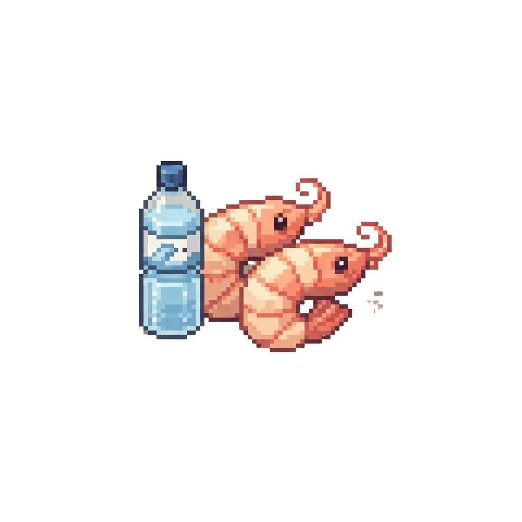 A Pair of Tiny Shrimp-shaped Earplugs with a Mini Water Bottle