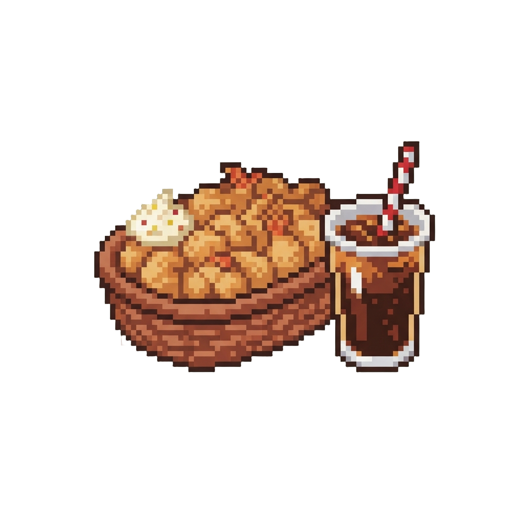 A Tiny Popcorn Shrimp Basket with a Cup of Cola