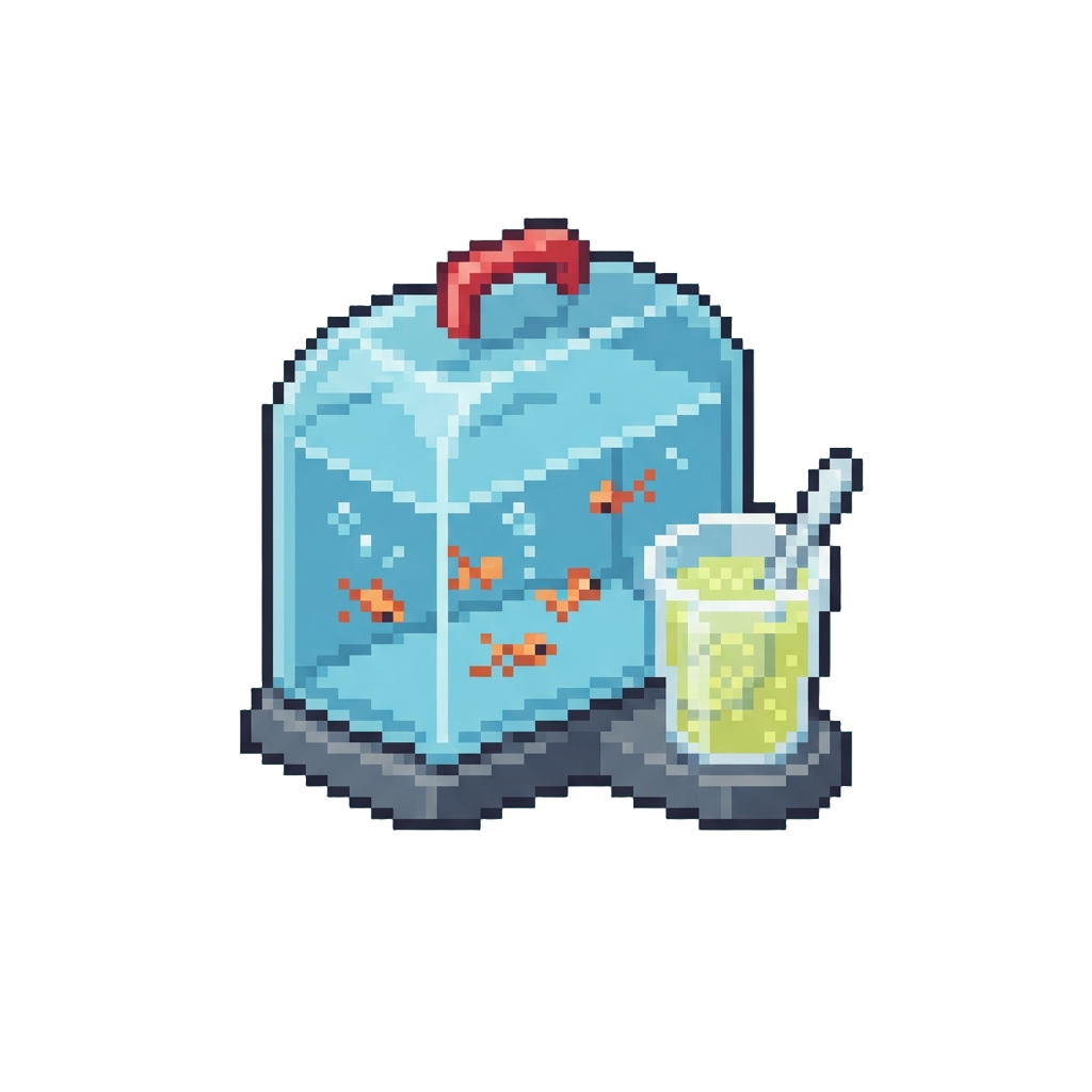 A Plastic Sea Monkey Kit with a Cup of Fizzy Salt Water