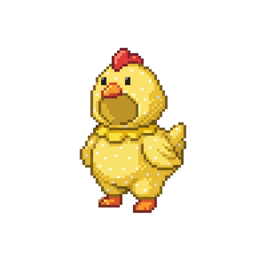 A Bright Yellow Polka-dot Chicken Costume