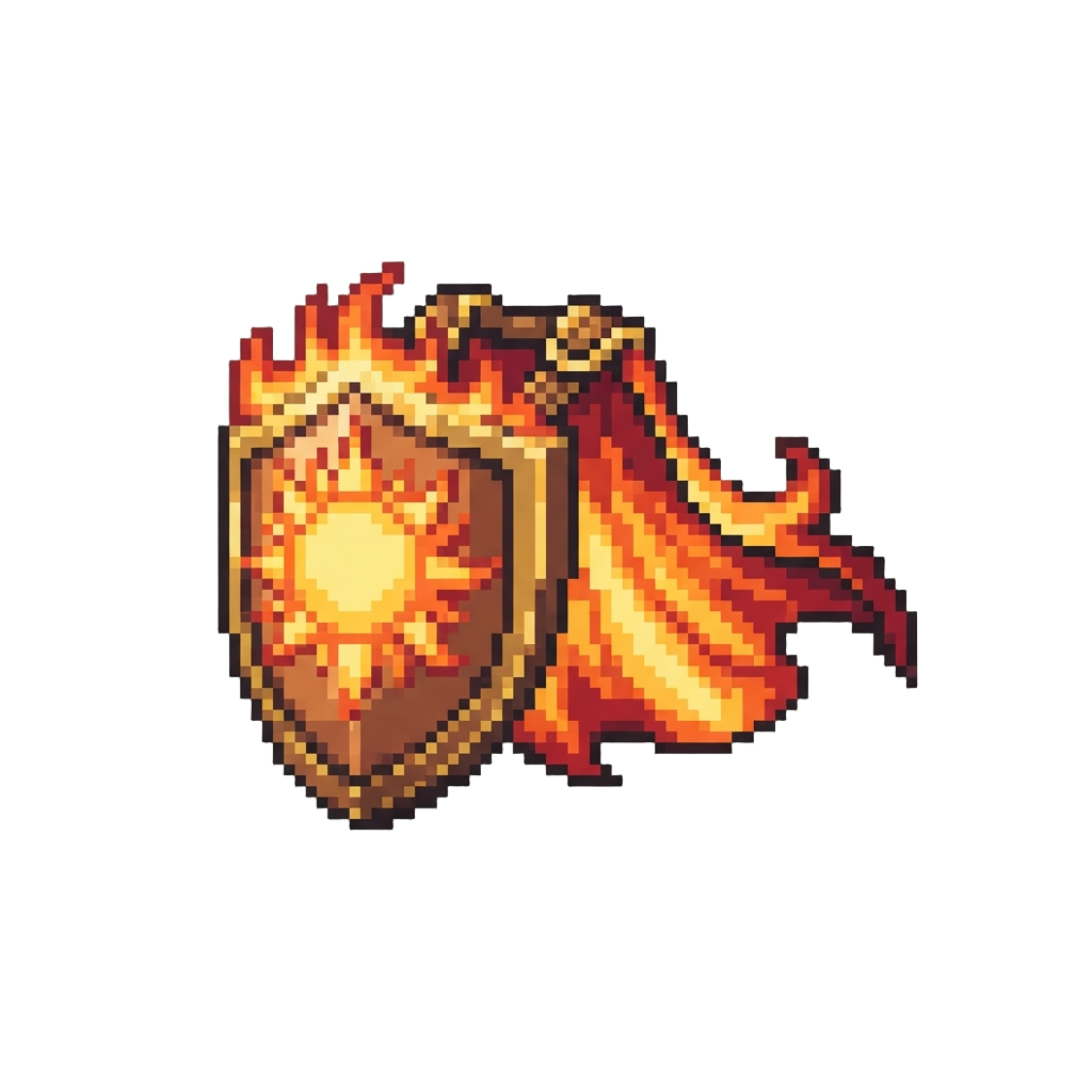 A Flaming Sun Shield and Fiery Cape