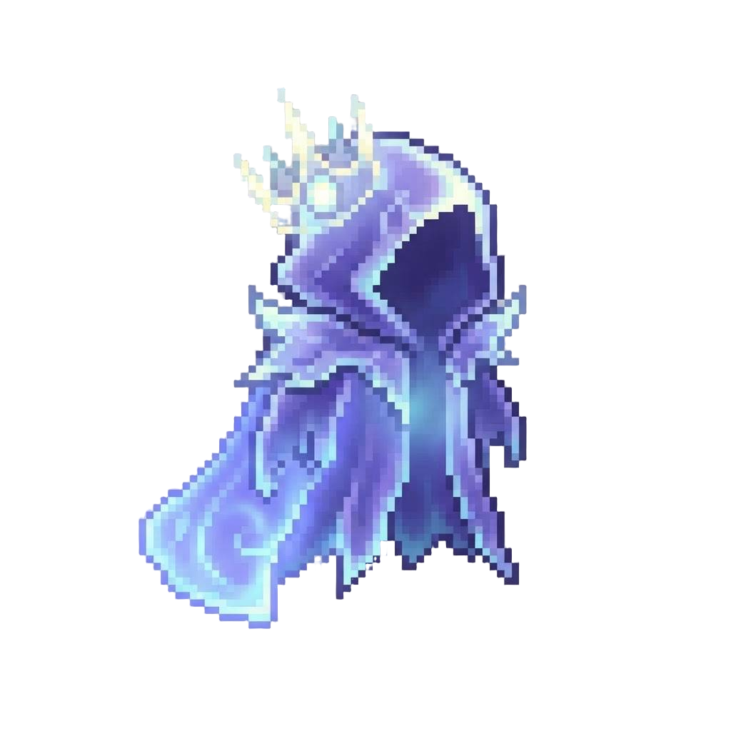 A Glowing Phantom King Costume with Spectral Crown and Cape