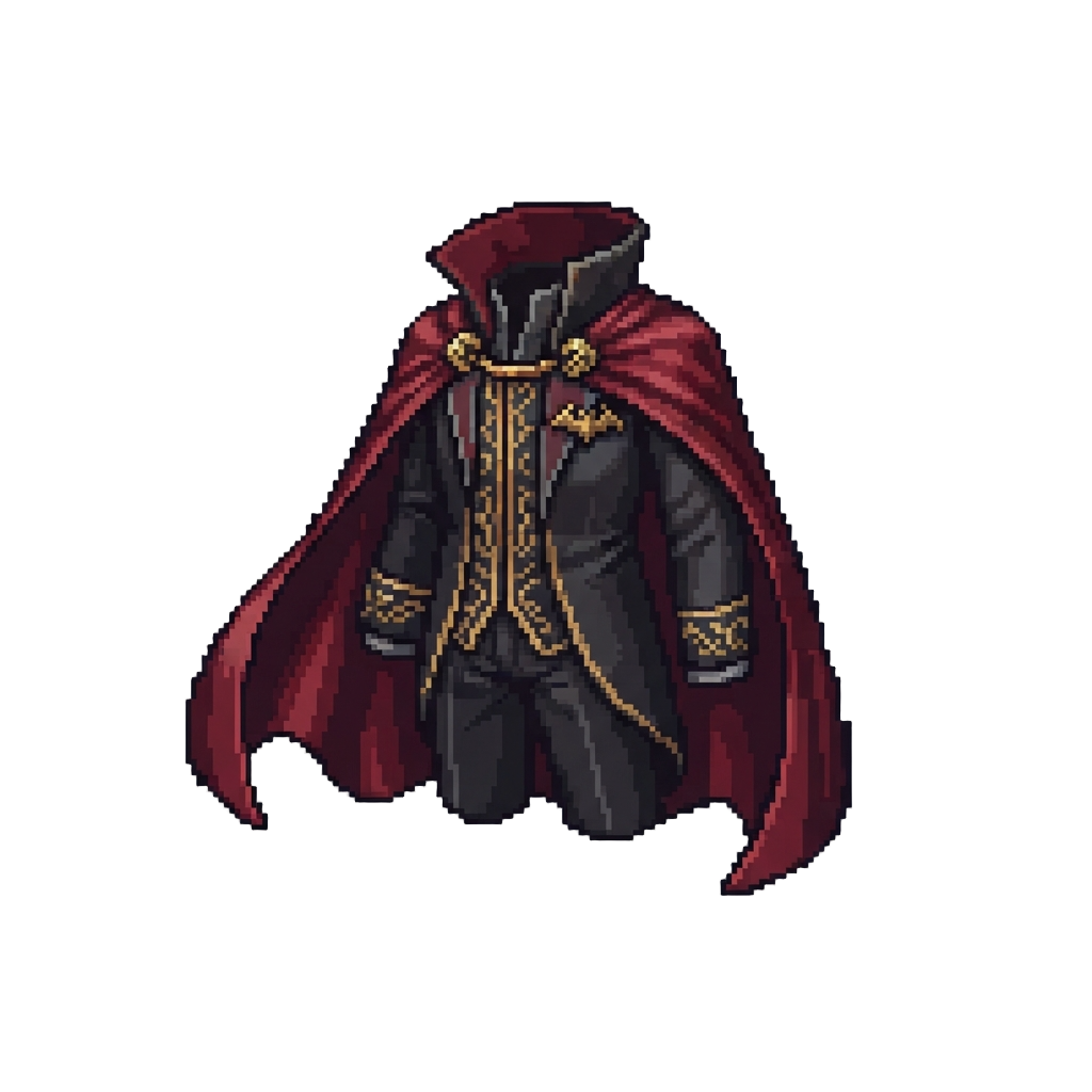 A Dramatic Vampire Lord Suit with Flowing Satin Cape