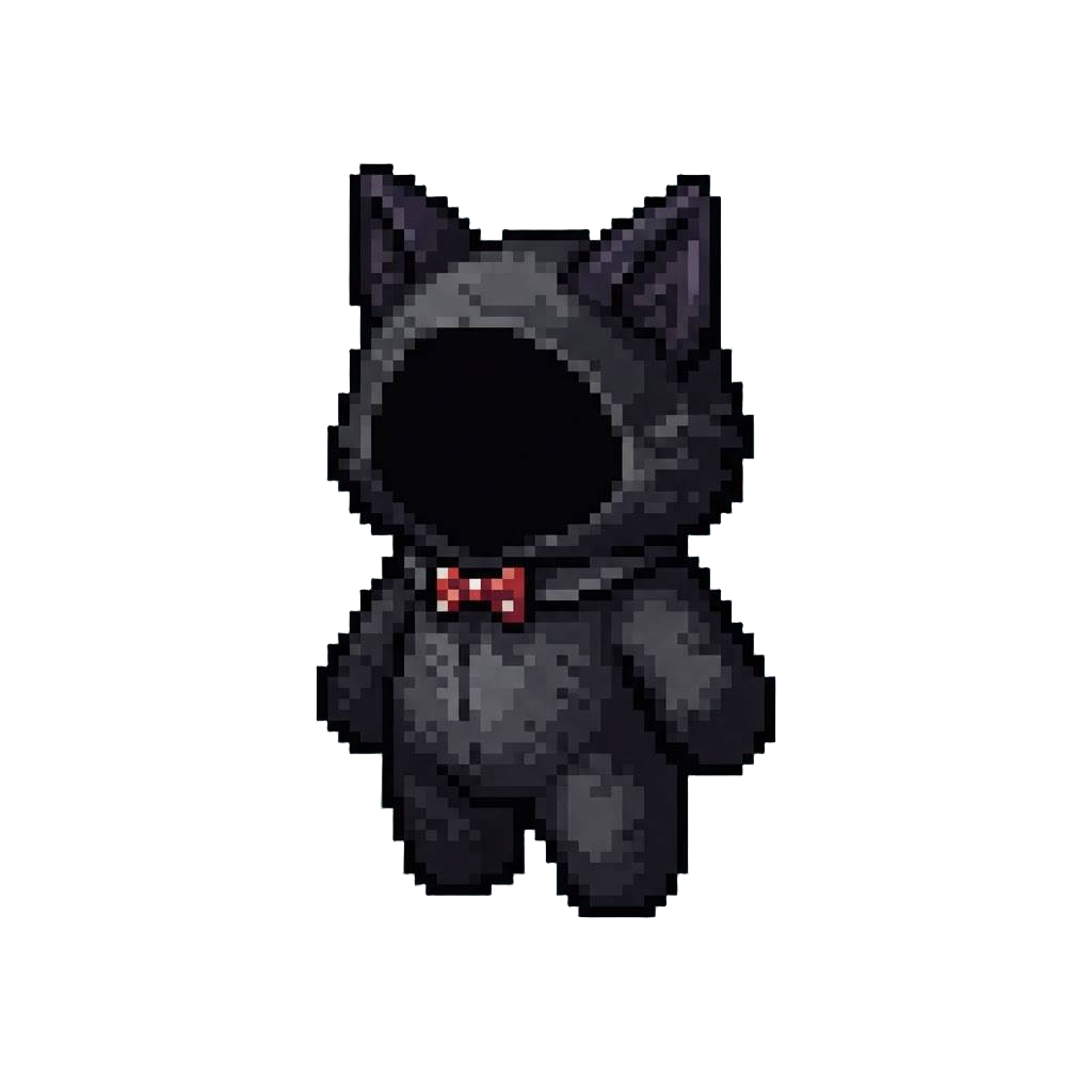 A Cute Fluffy Black Cat Suit with Twitching Velvet Ears