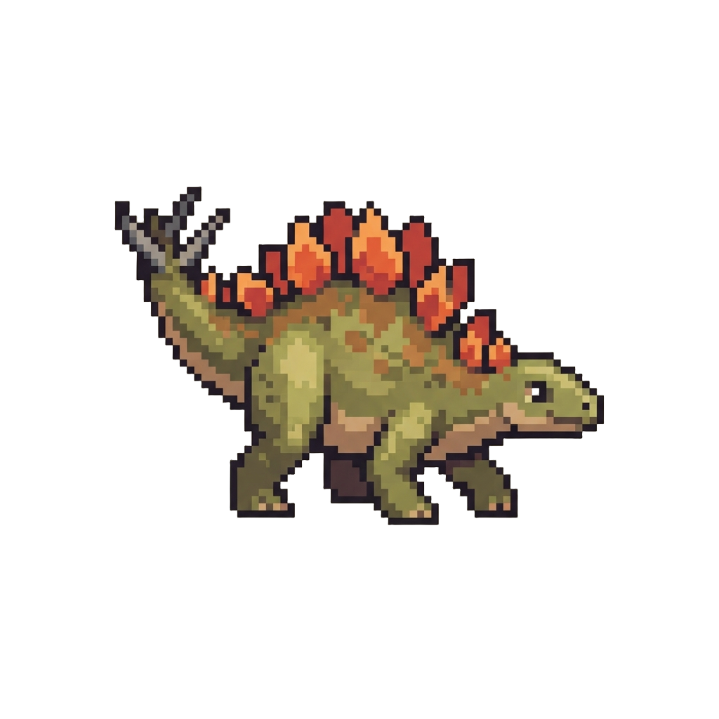 A Colorful Stegosaurus Waving Its Spiked Tail Peacefully in the Sun