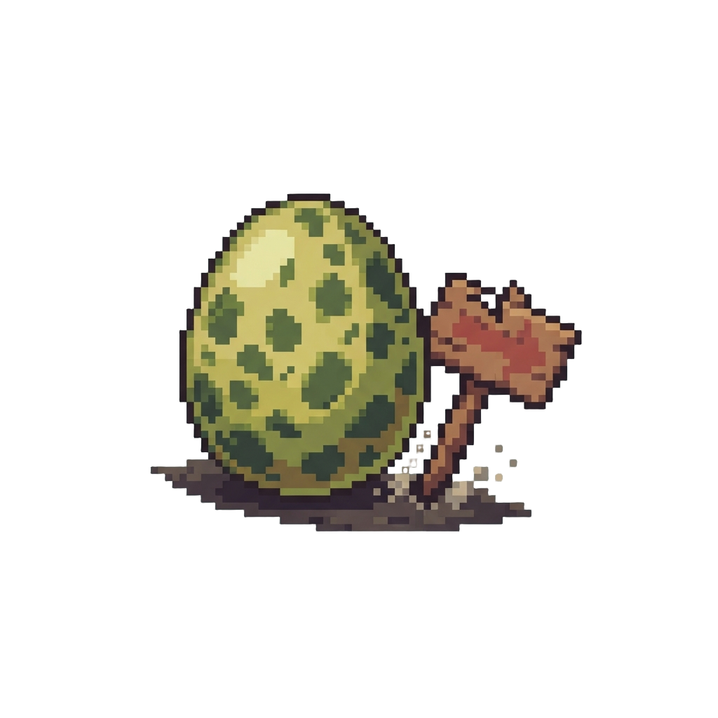 A Giant Dinosaur Egg Rolling Down the Path and Knocking Over the Transport Sign