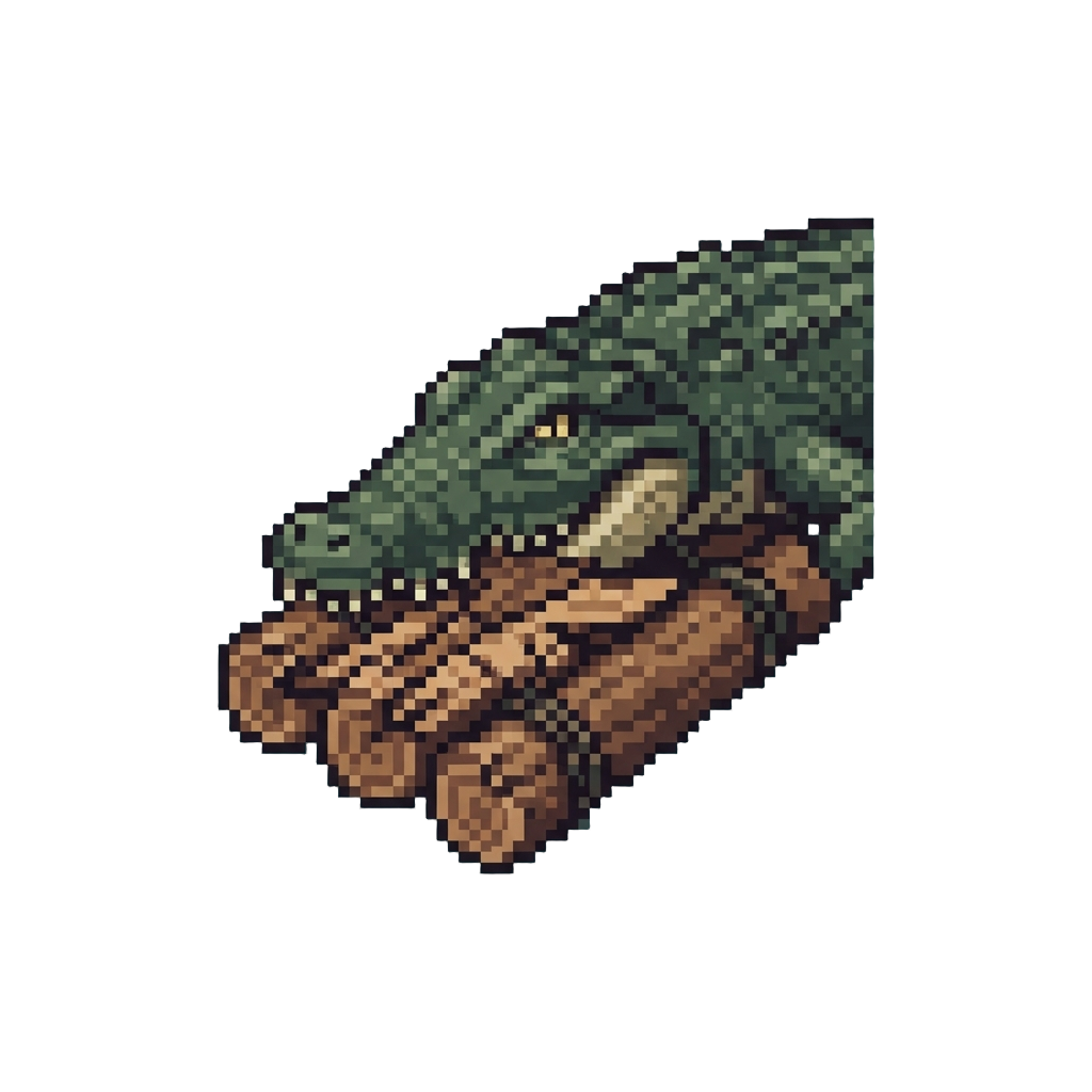 A Giant Prehistoric Crocodile Suddenly Biting Into the Side of the Raft