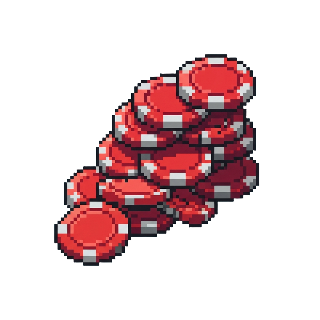 A Overflowing Cascade of Bright Red Poker Chips