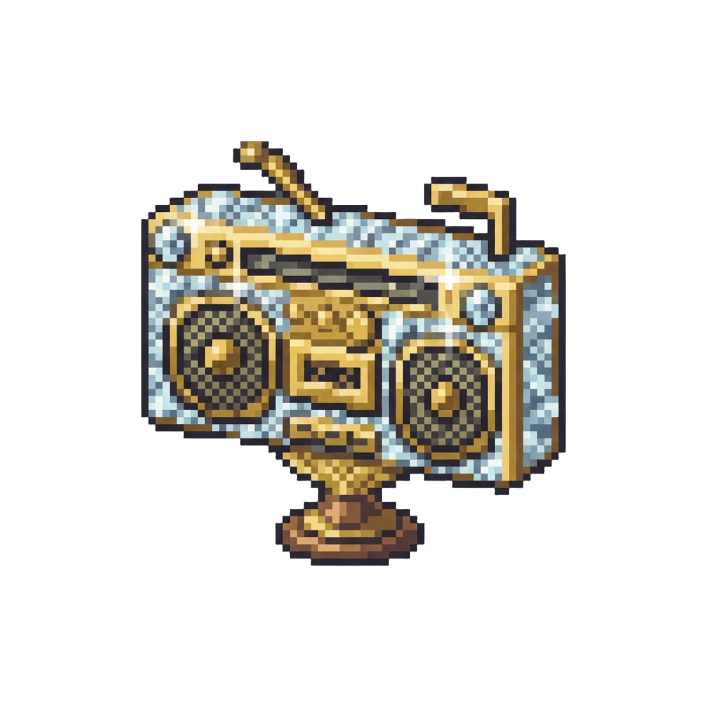 A Diamond-encrusted Miniature Boombox Trophy