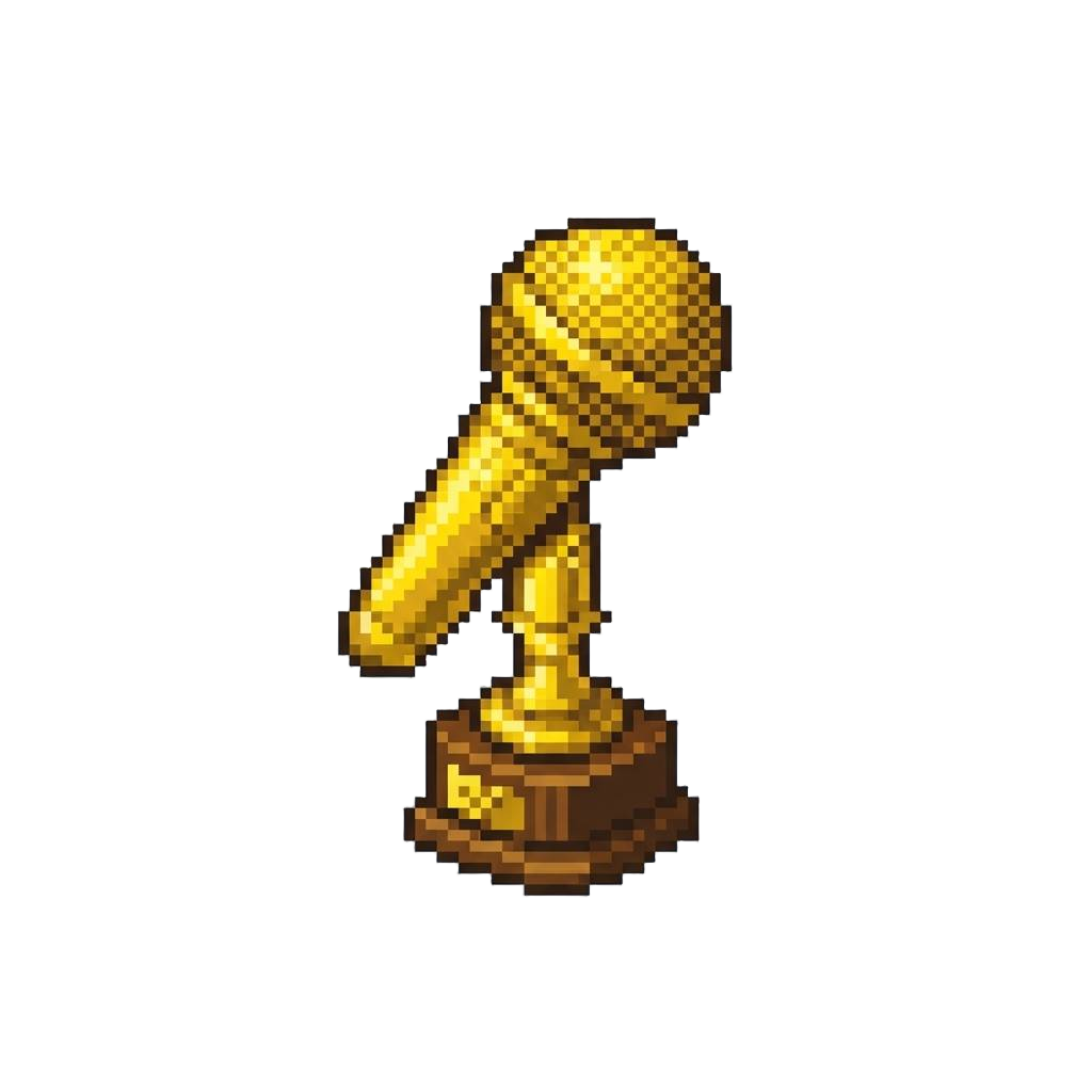 A Glittering Golden Microphone Trophy