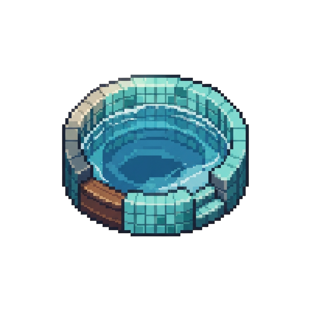 A Quiet Sunlit Indoor Lagoon with Immaculate Turquoise Tiles