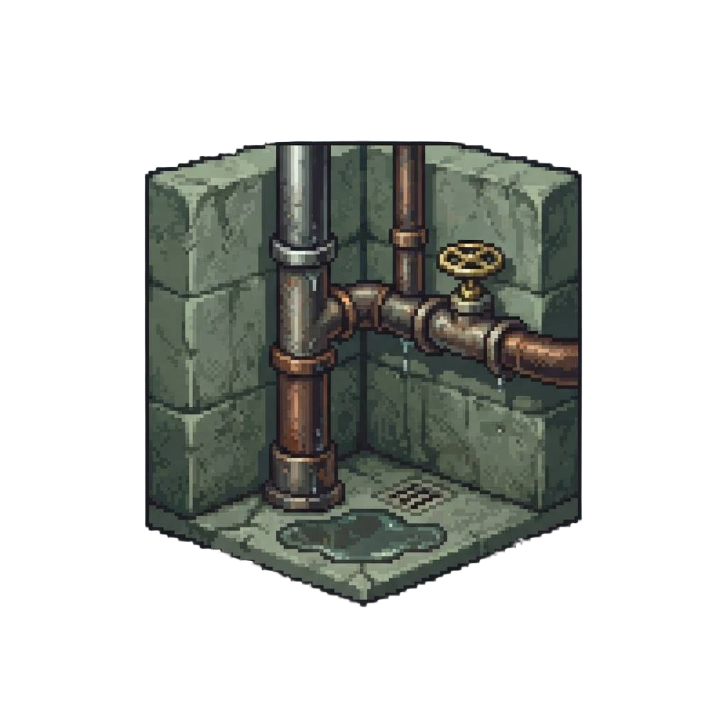 A Drafty Pump Station Corner with Loud Gurgling Water Pipes