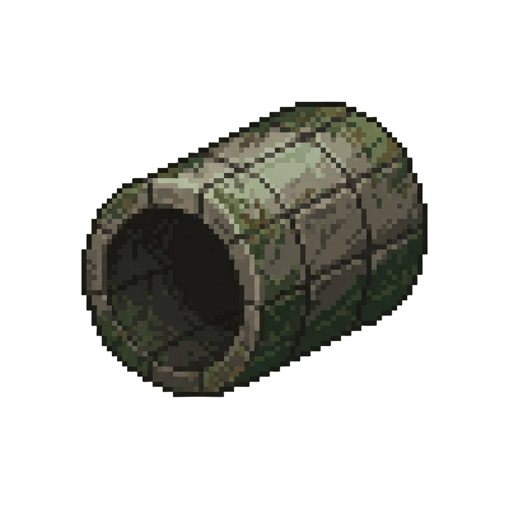 A Slick Utility Culvert Covered in Mossy Damp Tiles