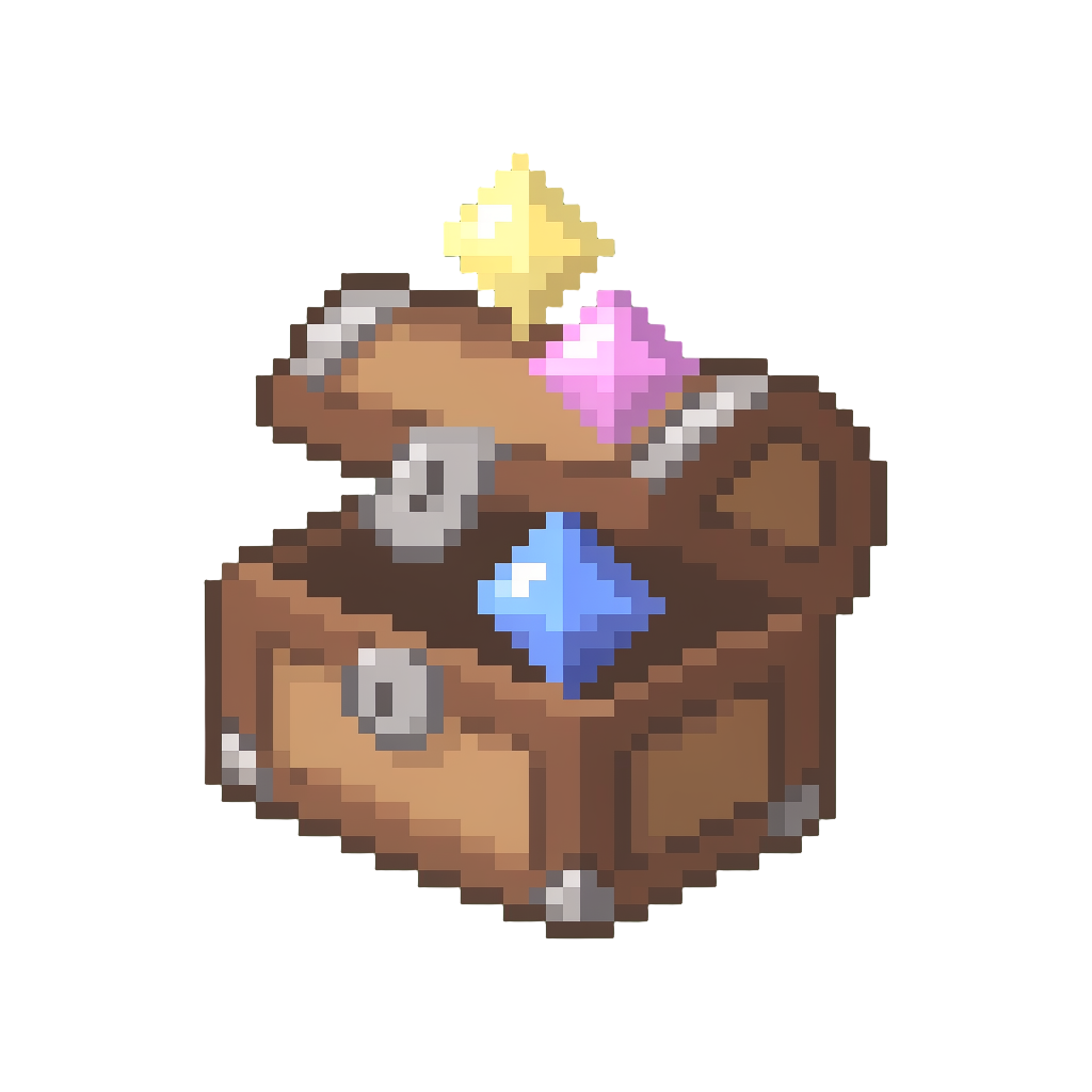 A Chest Overflowing with Glowing Magical Gems