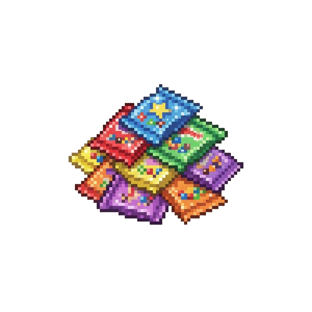 A Mountain of Glittery Candy Bags