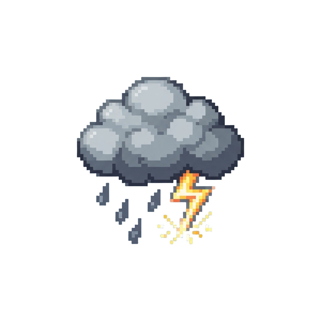 A Small Rainy Grey Thundercloud Zapping Tiny Sparks