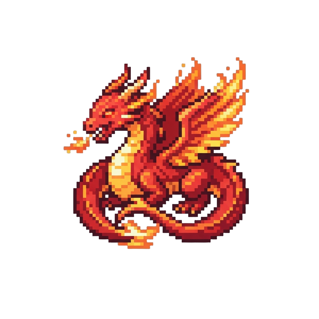 Twin Blazing Fire Dragons