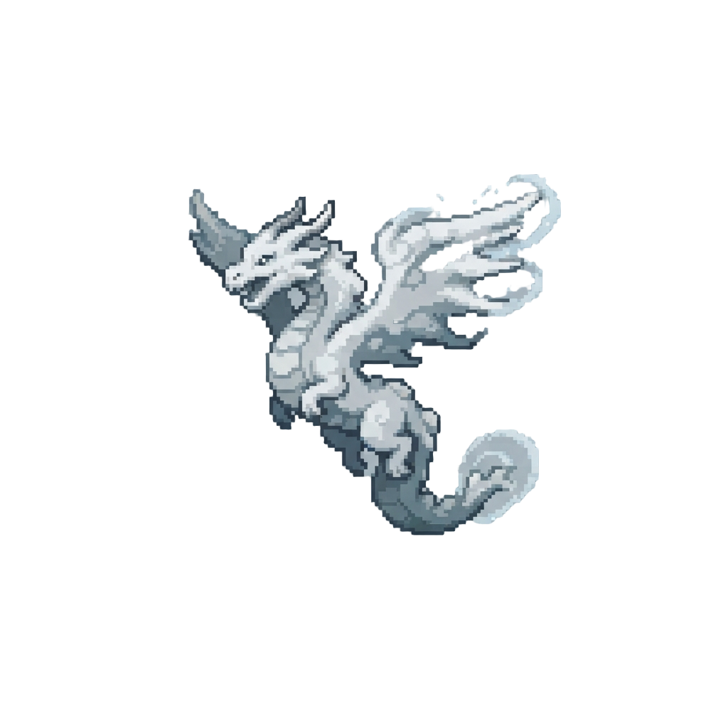 A Soaring White Wind Dragon Made of Storm Clouds