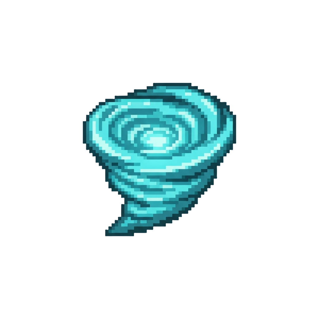 A Swirling Typhoon of Glowing Cyan Water