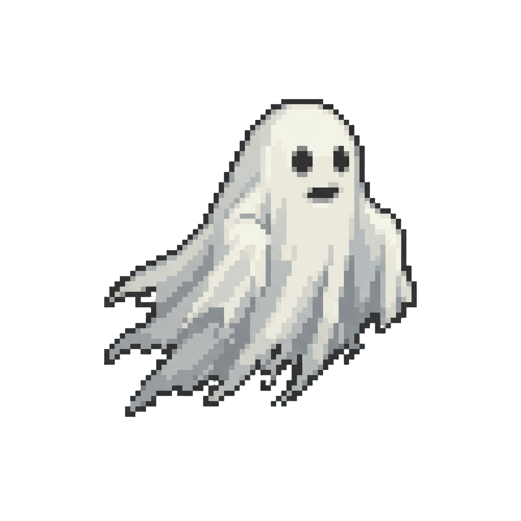 A Floating Sheet Ghost with Dark Eyes