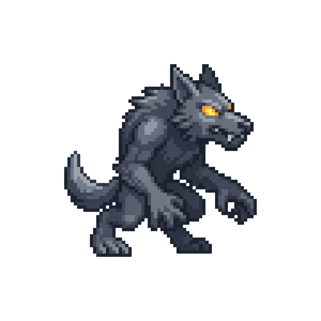 A Glowing-eyed Werewolf Silhouette