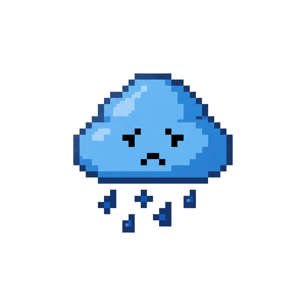 A Sad Pixel Cloud Icon