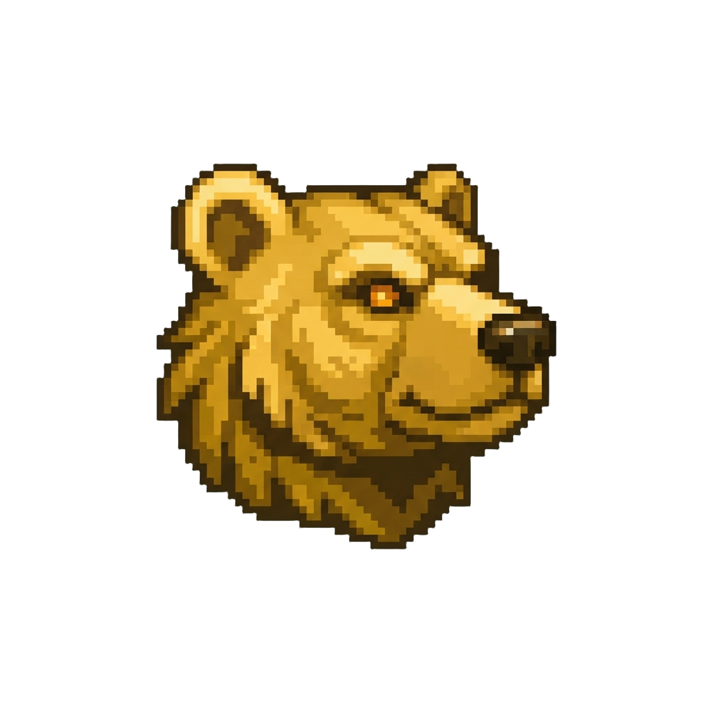 A Giant Glowing Golden Bear Head